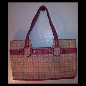 Pink checkered and Floral Bueno Purse